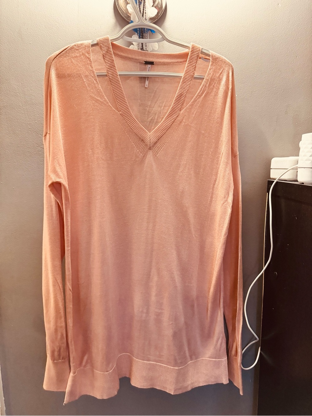 Poof! Peach V-Neck Long Sleeve Top